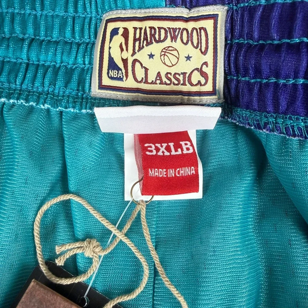 Charlotte Hornets Mitchell Ness Split Swingman Shorts Mens 3XLB Teal Purple NWT